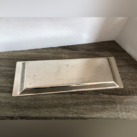 Vtg Silver Rectangular Tray with Decorative Edge - Picture 6 of 10